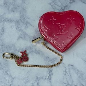 Louis Vuitton Framboise Monogram Vernis Heart Coin Purse Pink